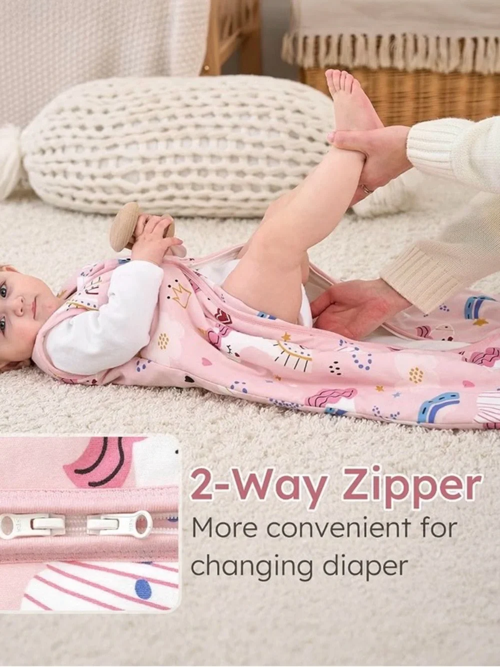 Baby Sleep Sack Pink fits up to 24 months